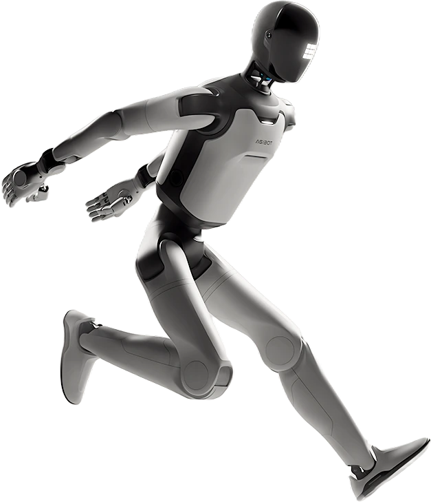 AGIBOT A3 Ultra humanoid robot in a dynamic running pose